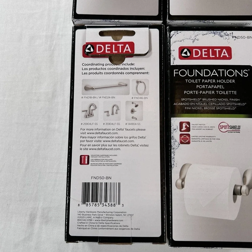 NEW Set Of 4 Delta Foundations Toilet Paper Holder Brushed Nickel FND50-BN